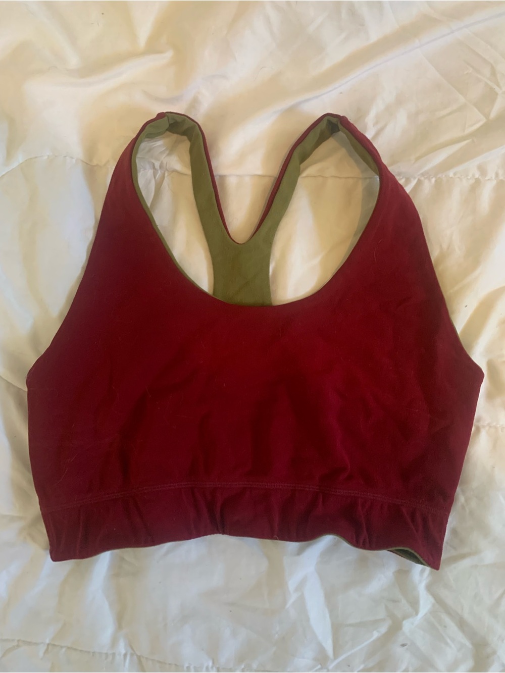 Reversible Burgundy & Olive Racerback Bralette